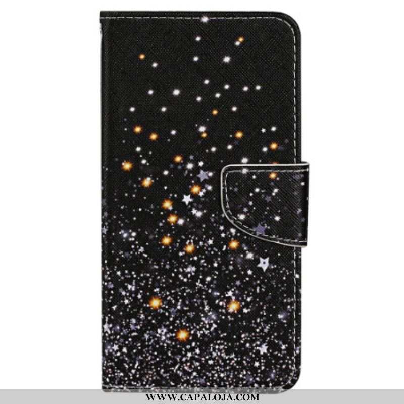 Capa Em Pele Para iPhone 15 De Cordão Chuveiro Estrela Com Alça