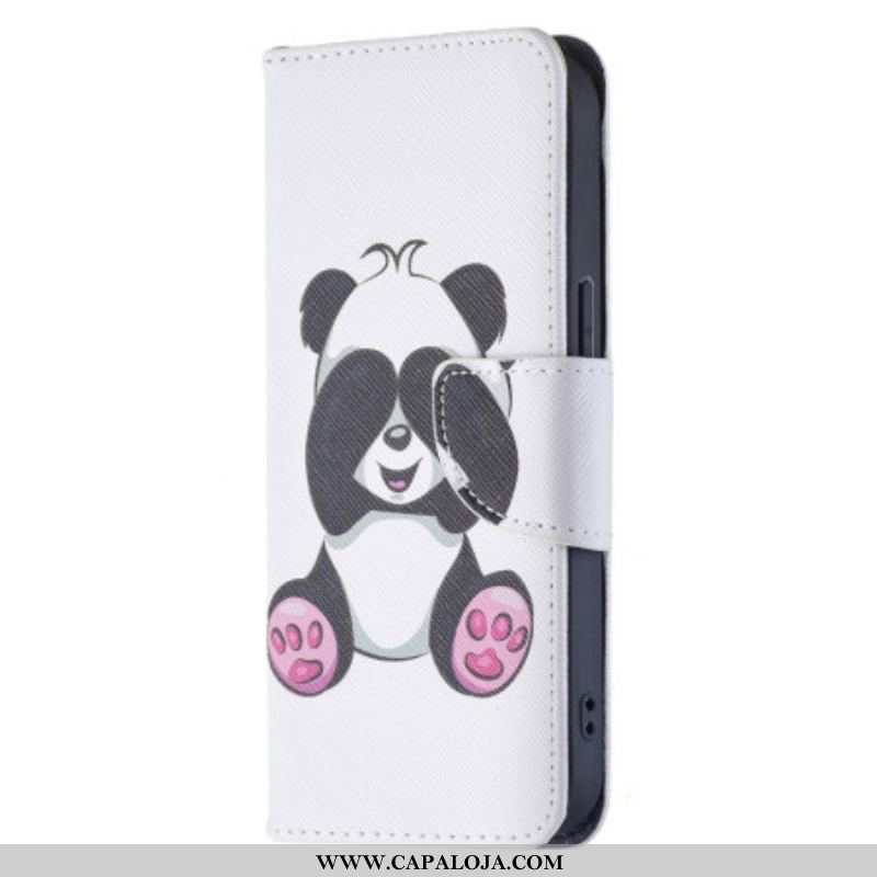 Capa Em Pele Para iPhone 15 Panda