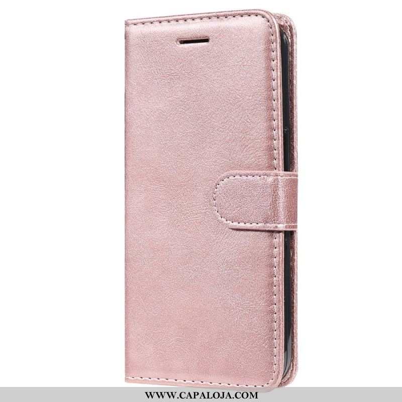 Capa Em Pele Para iPhone 15 Plus De Cordão Couro Sintético Liso Com Alça