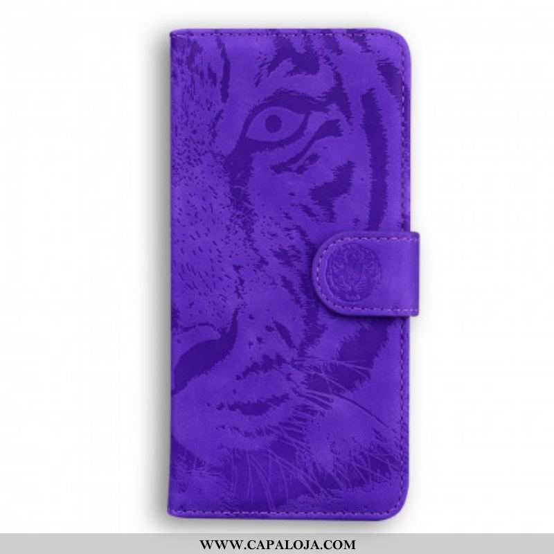 Capa Flip Para Huawei P50 Pro Estampa Cara De Tigre