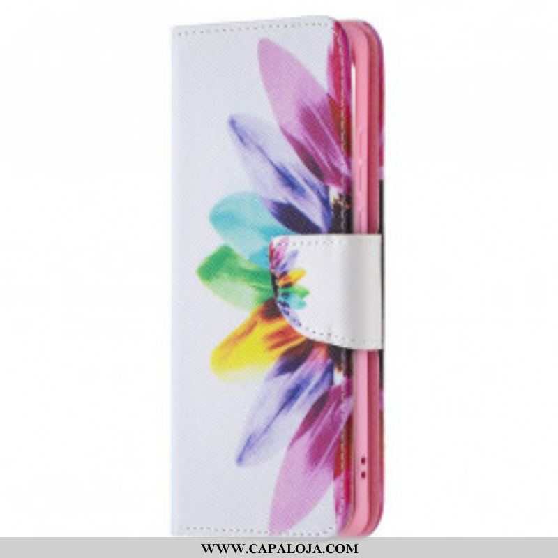 Capa Flip Para Huawei P50 Pro Flor Aquarela