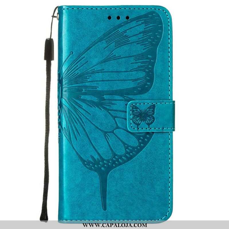 Capa Flip Para Moto E40 / E30 / E20 Desenho De Borboleta