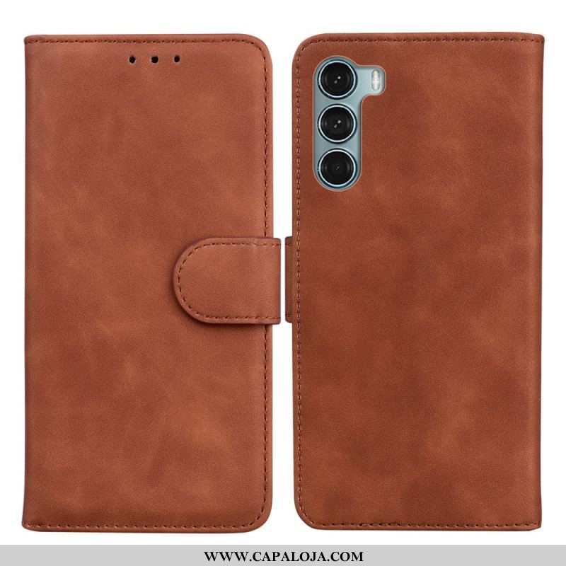 Capa Flip Para Moto G200 5G Efeito Couro Monocromático