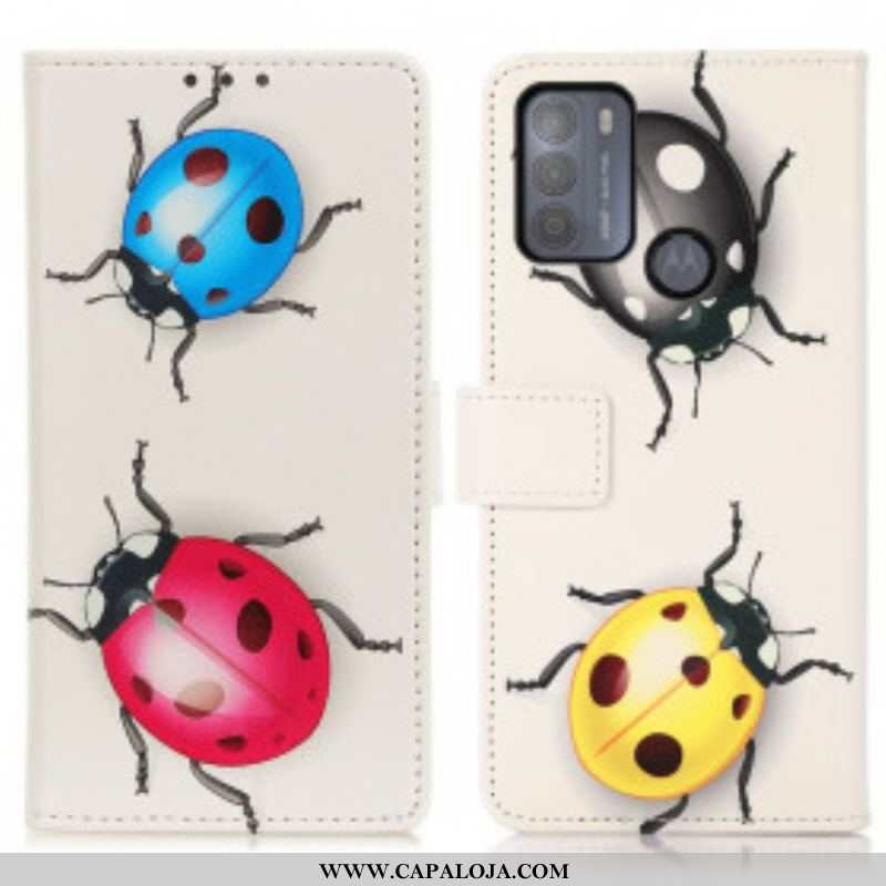 Capa Flip Para Moto G50 Joaninhas