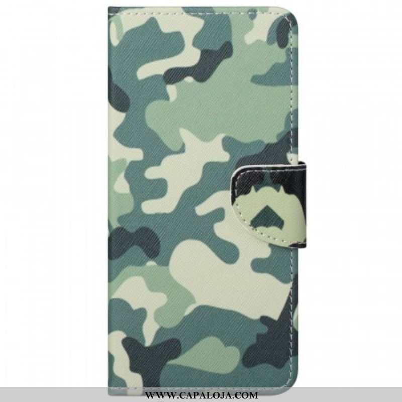 Capa Flip Para Moto G51 5G Camuflagem Militar