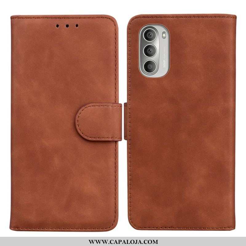 Capa Flip Para Moto G51 5G Efeito Couro Monocromático