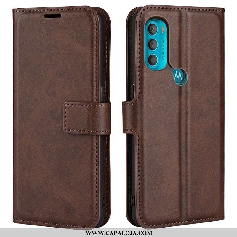 Capa Flip Para Moto G71 5G Efeito De Couro Extremo Fino