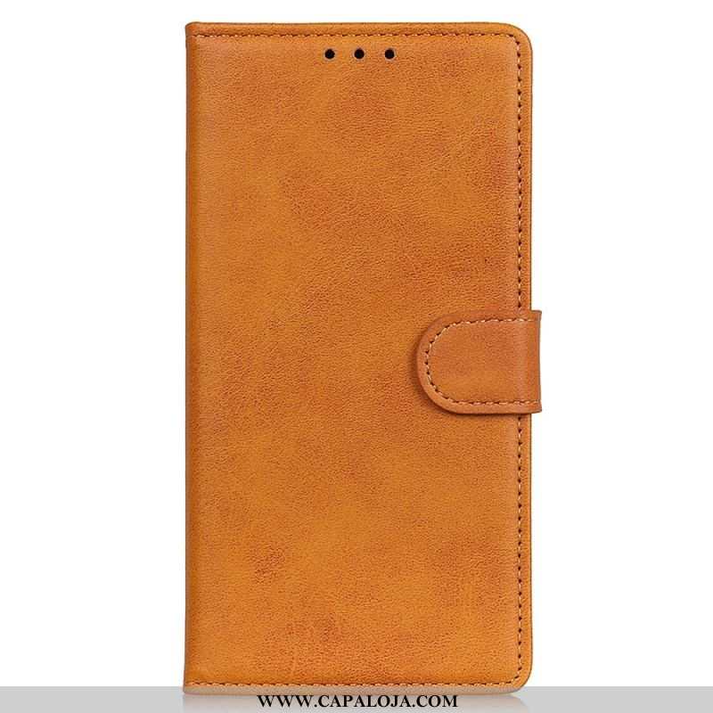 Capa Flip Para Moto G71 5G Efeito De Couro Fosco Retrô