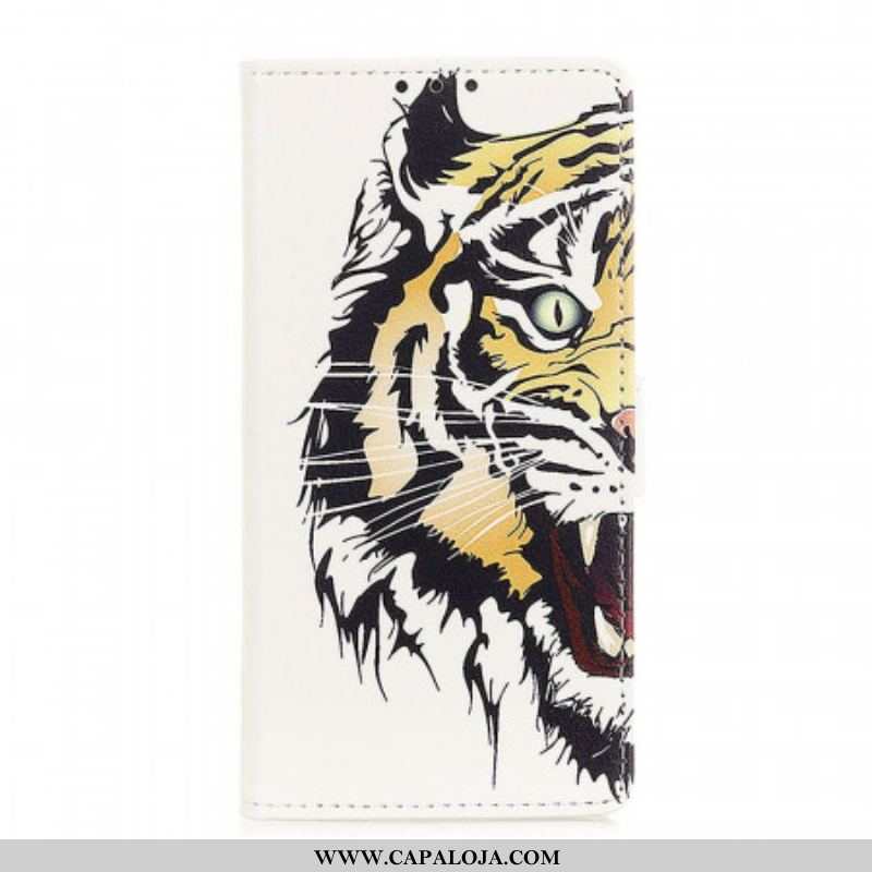 Capa Flip Para Moto G71 5G Tigre Feroz