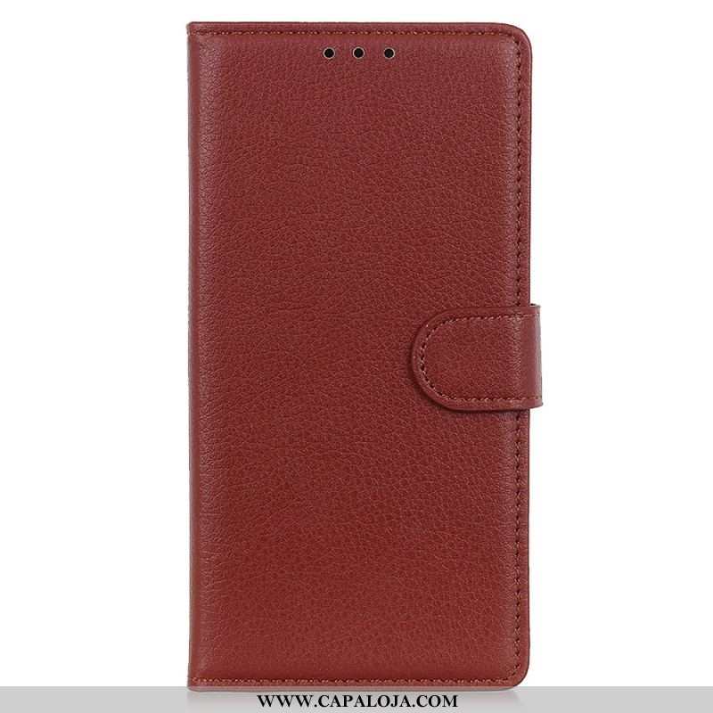 Capa Flip Para Moto G73 5G Couro Falso Tradicional