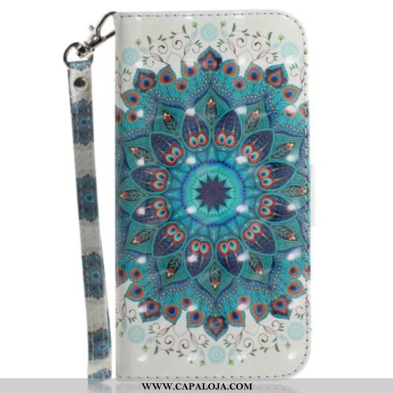 Capa Flip Para Moto G73 5G De Cordão Mandala Strappy