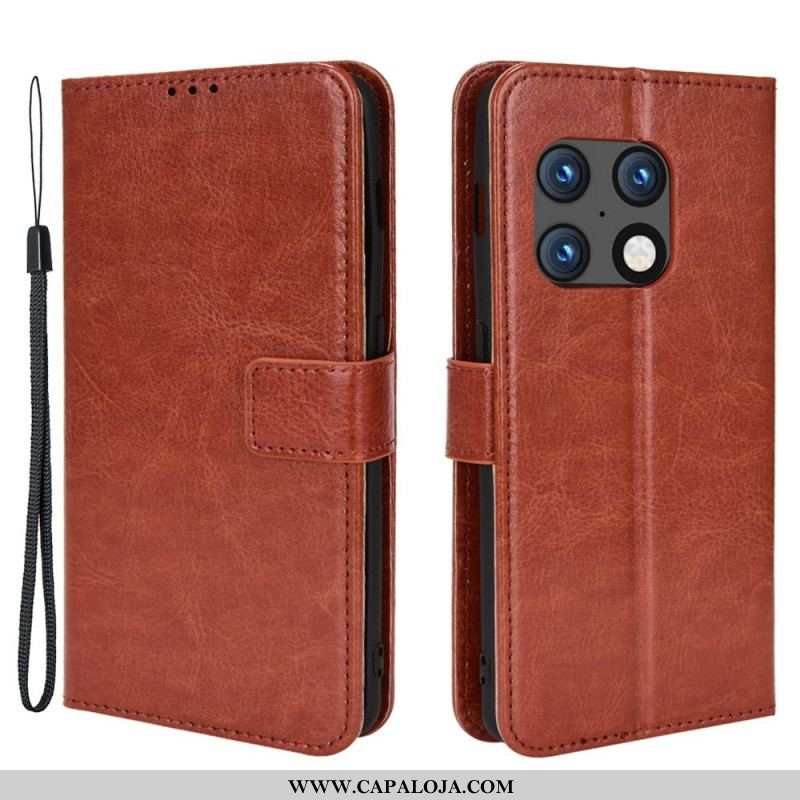 Capa Flip Para OnePlus 10 Pro 5G Couro Falso Chamativo