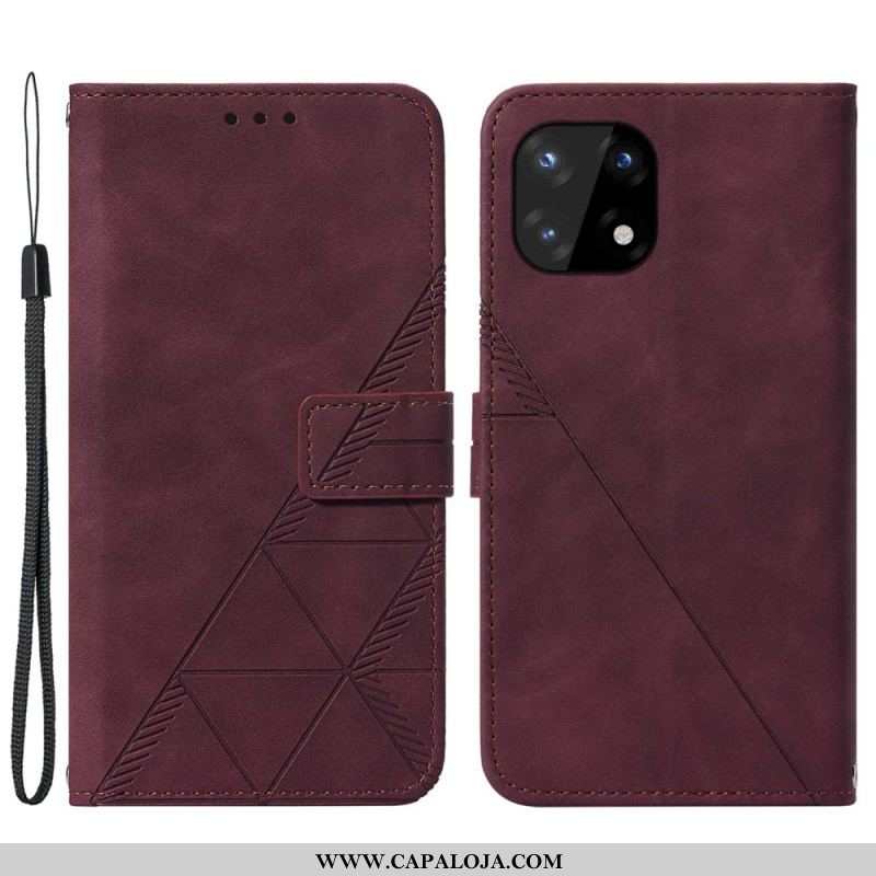 Capa Flip Para OnePlus 10 Pro 5G Efeito Couro Pirâmide