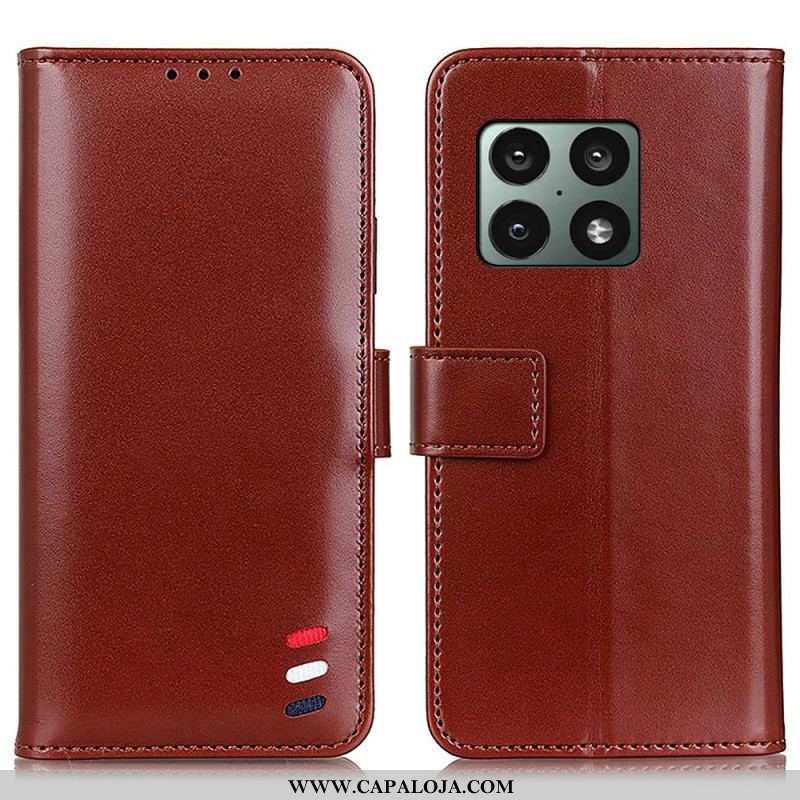 Capa Flip Para OnePlus 10 Pro 5G Efeito Couro Tricolor