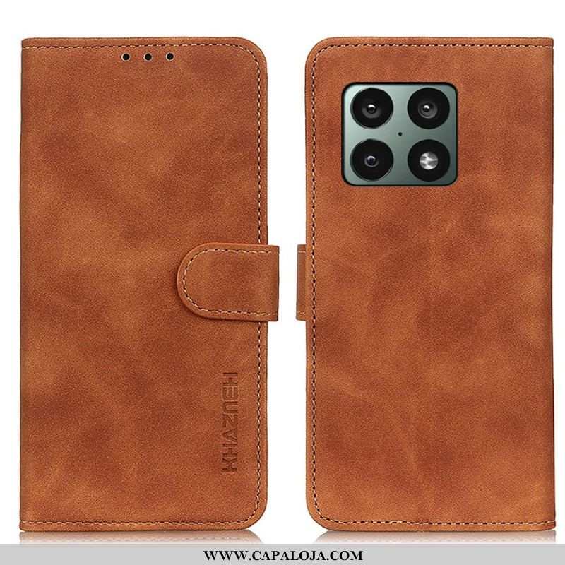 Capa Flip Para OnePlus 10 Pro 5G Efeito Couro Vintage Fosco Khazneh