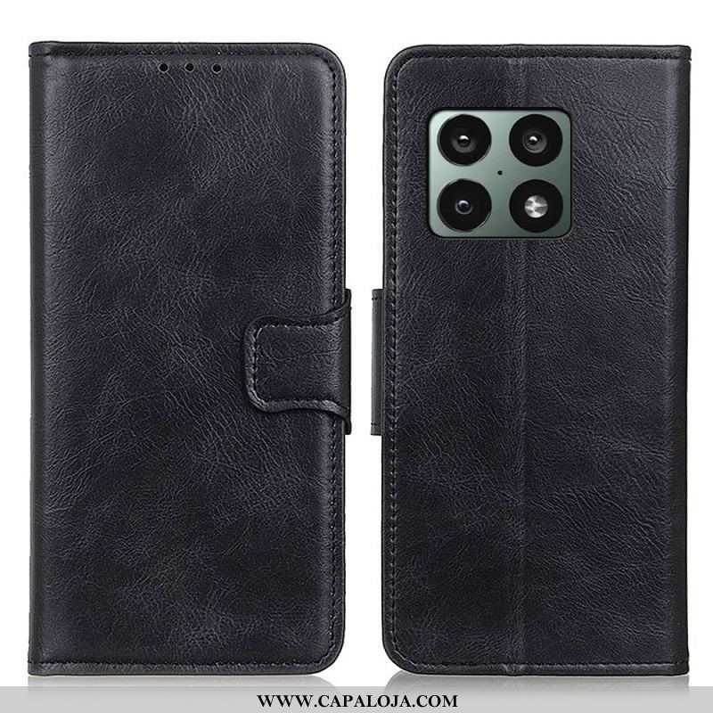 Capa Flip Para OnePlus 10 Pro 5G Fecho Reversível Efeito Couro