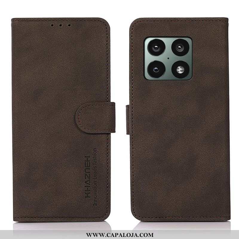 Capa Flip Para OnePlus 10 Pro 5G Khazneh Moda Efeito Couro