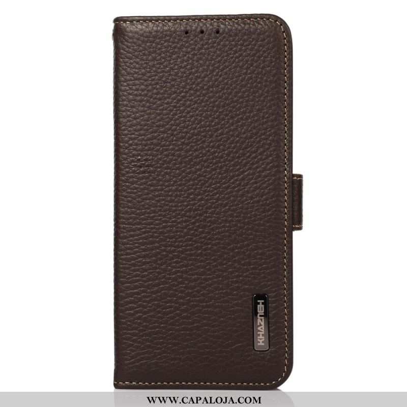 Capa Flip Para OnePlus 10T 5G Couro De Lichia Khazneh Rfid