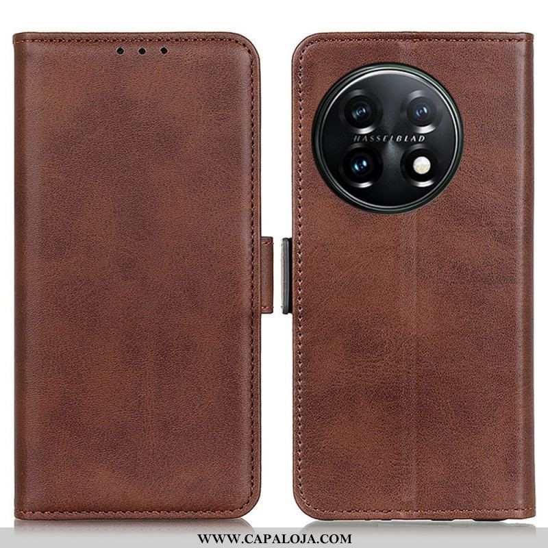 Capa Flip Para OnePlus 11 5G De Couro Aba Dupla