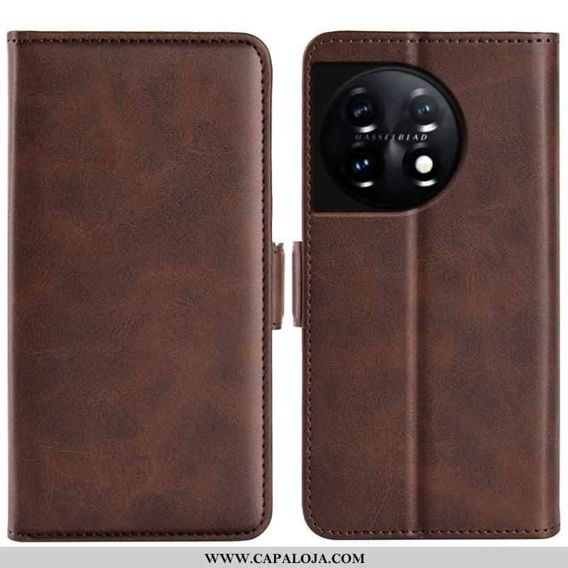 Capa Flip Para OnePlus 11 5G De Couro Aba Dupla