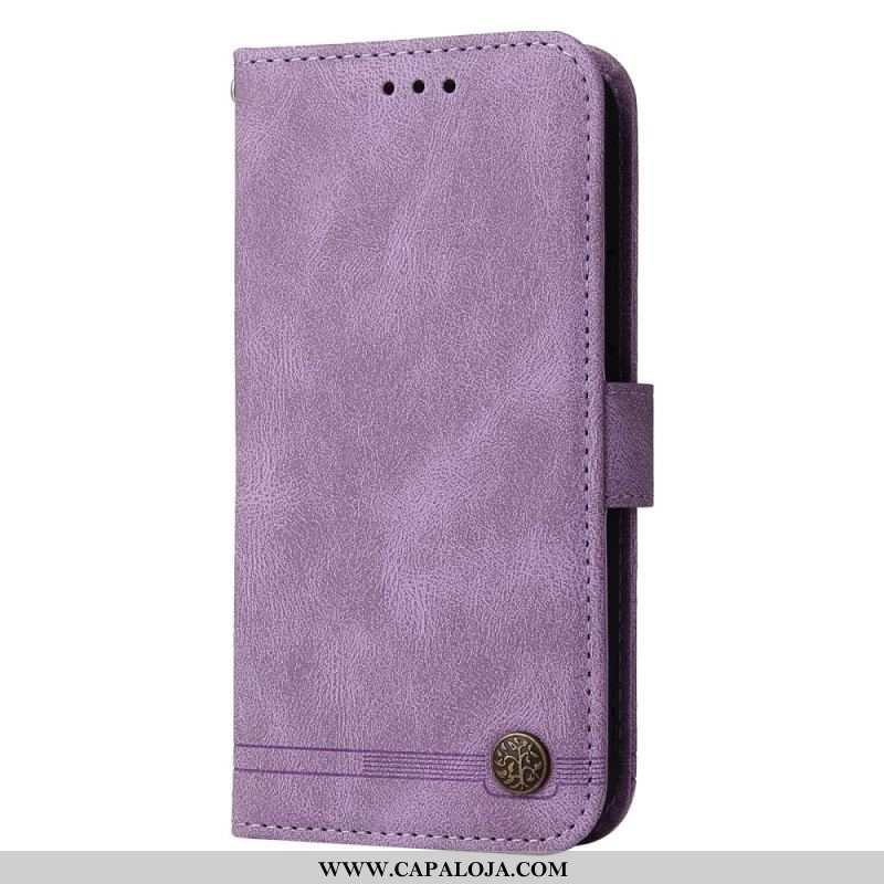 Capa Flip Para OnePlus Nord 2 5G Correia E Rebite De Couro Sintético