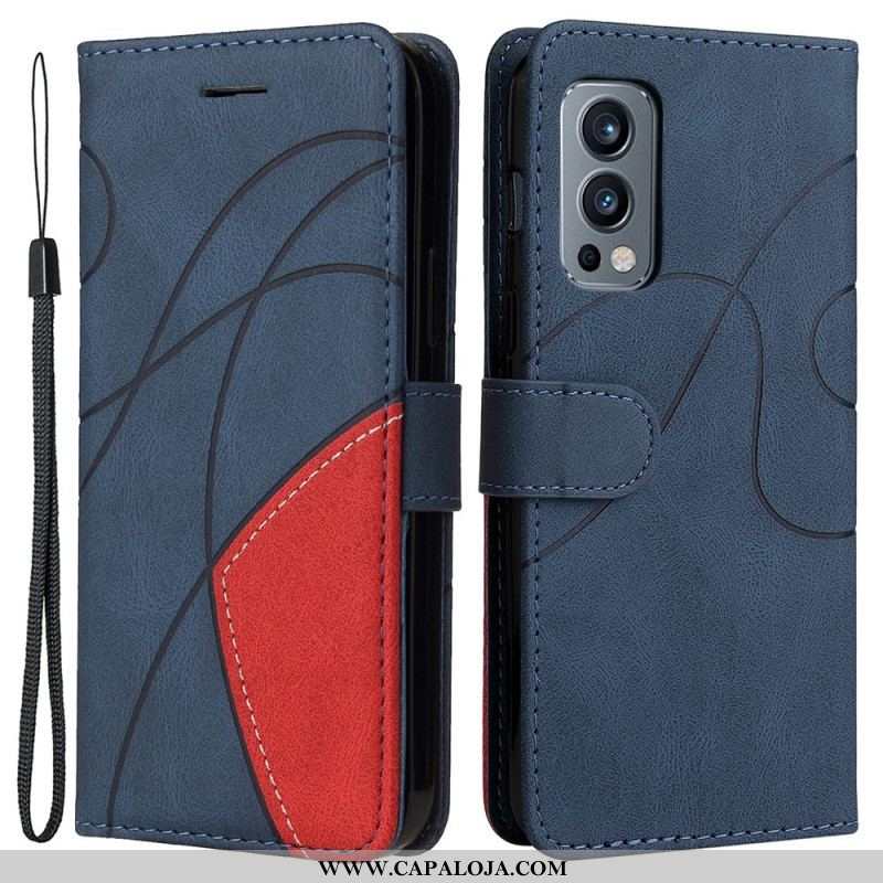 Capa Flip Para OnePlus Nord 2 5G Couro Sintético De Assinatura De Dois Tons