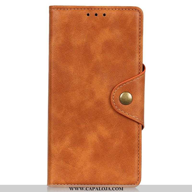 Capa Flip Para OnePlus Nord 2T 5G Botão De Couro Falso