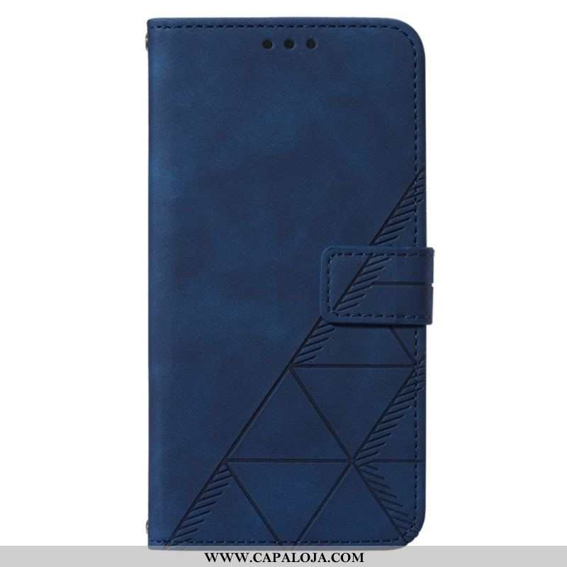 Capa Flip Para OnePlus Nord 2T 5G Triângulos Com Cordão