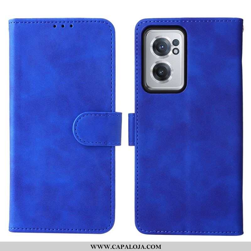 Capa Flip Para OnePlus Nord CE 2 5G De Cordão Textura Da Pele Da Cinta