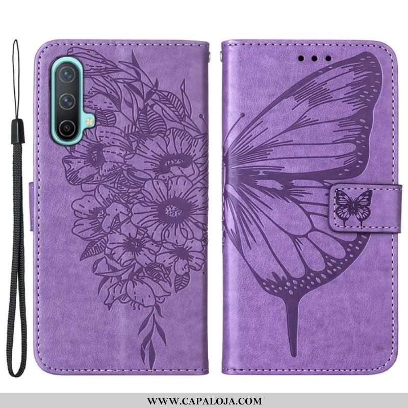 Capa Flip Para OnePlus Nord CE 5G Desenho De Borboleta