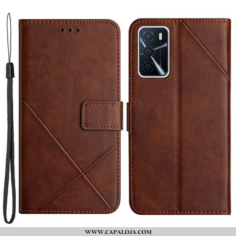 Capa Flip Para Oppo A16 / A16s Estilo X Design Geo Couro