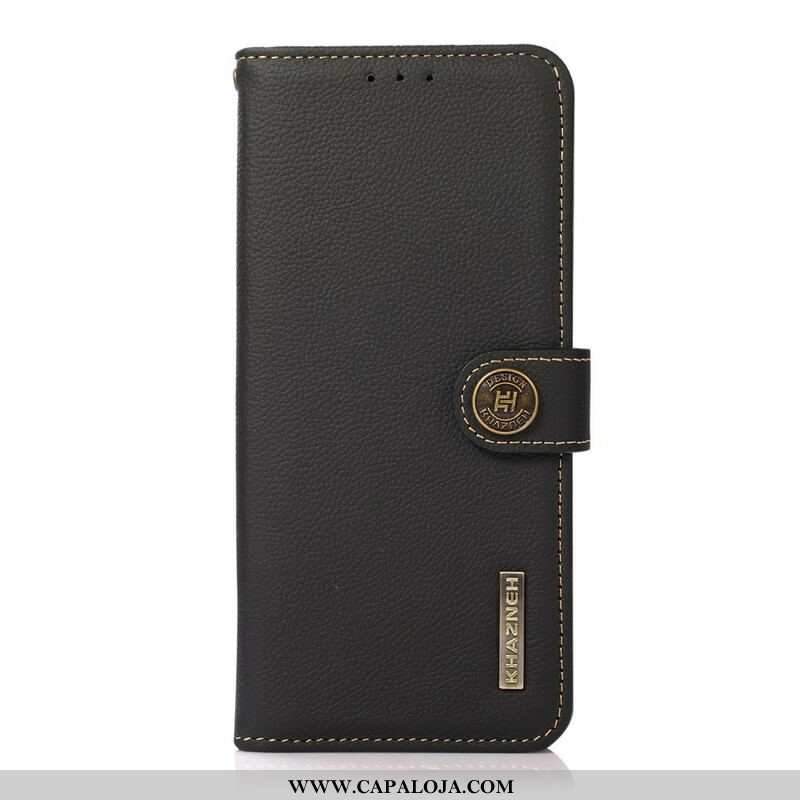 Capa Flip Para Oppo A16 / A16s Khazneh Rfid Couro Genuíno