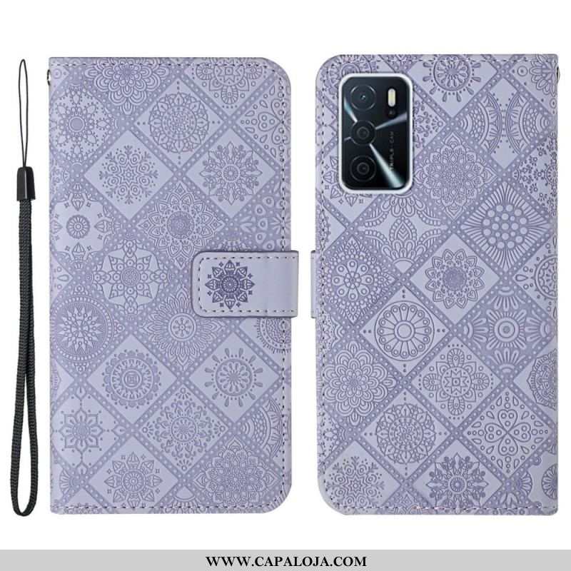 Capa Flip Para Oppo A16 / A16s Padrão De Tapeçaria