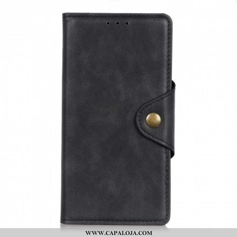 Capa Flip Para Oppo A54 5G / A74 5G Botão De Couro Falso