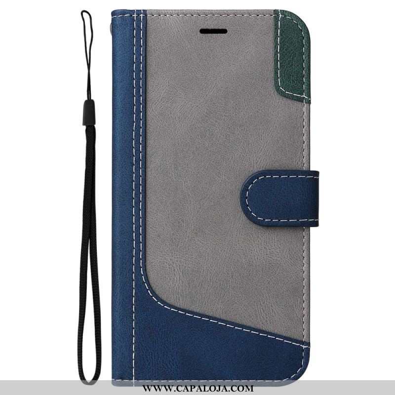 Capa Flip Para Oppo A54 5G / A74 5G Dois Tons Com Alça