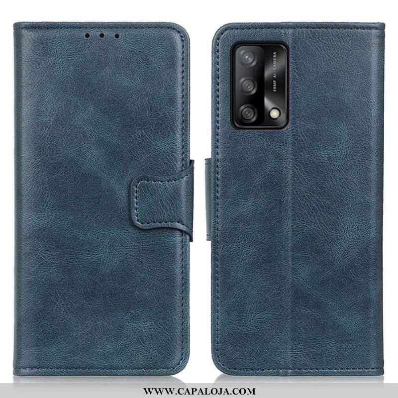 Capa Flip Para Oppo A74 4G Fecho Reversível Efeito Couro