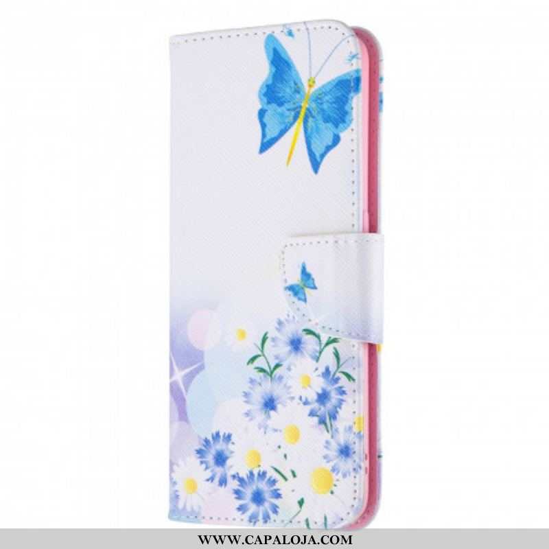 Capa Flip Para Oppo A94 5G Borboletas E Flores Pintadas