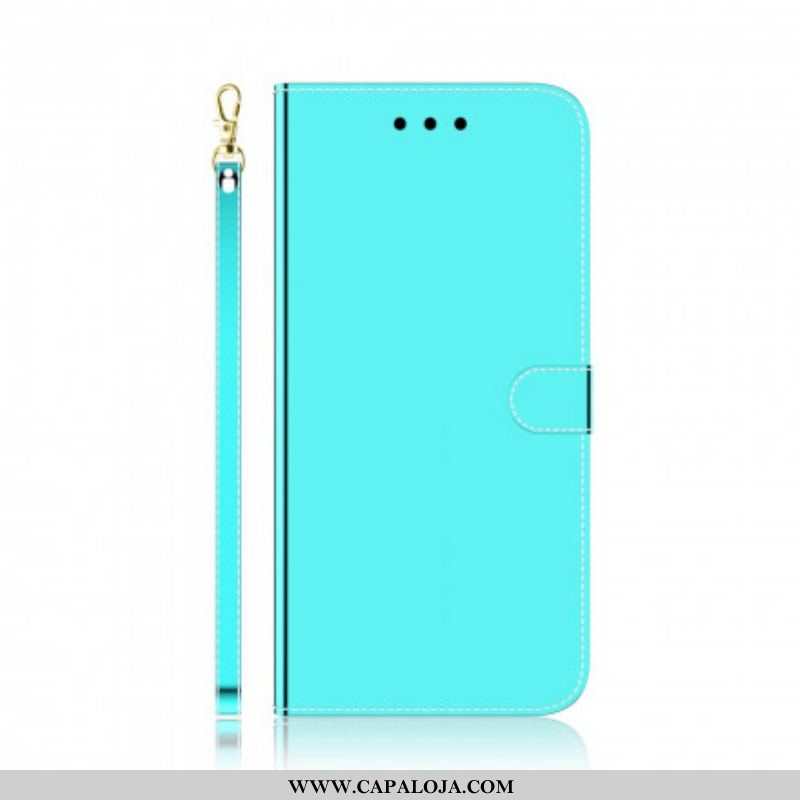 Capa Flip Para Oppo A94 5G Capa De Espelho De Couro Sintético