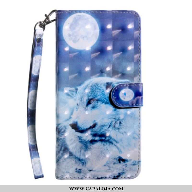 Capa Flip Para Oppo A94 5G Lobo Com Cordão