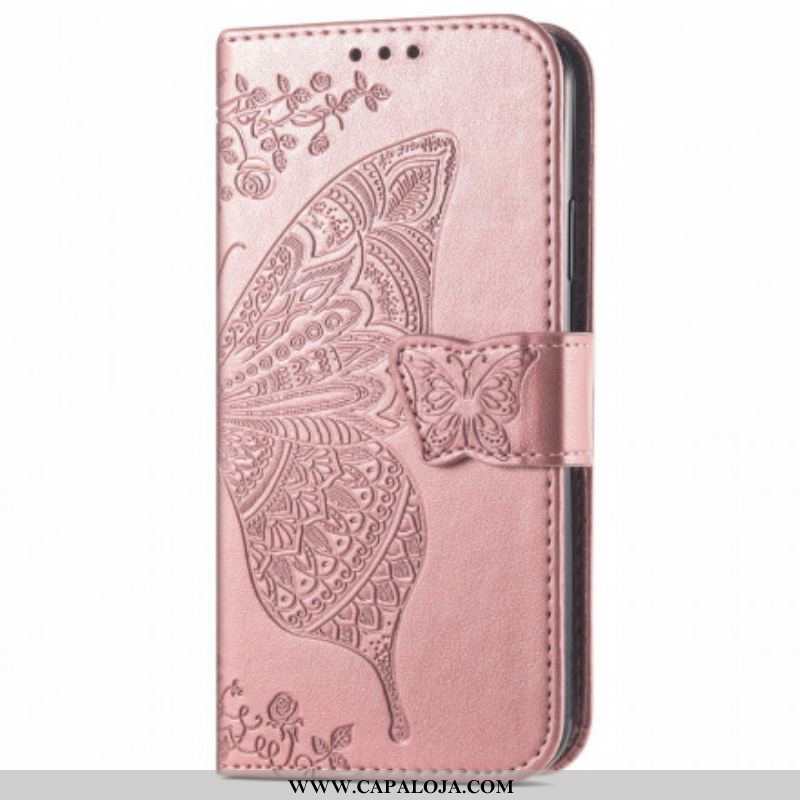 Capa Flip Para Oppo A94 5G Meia Borboleta