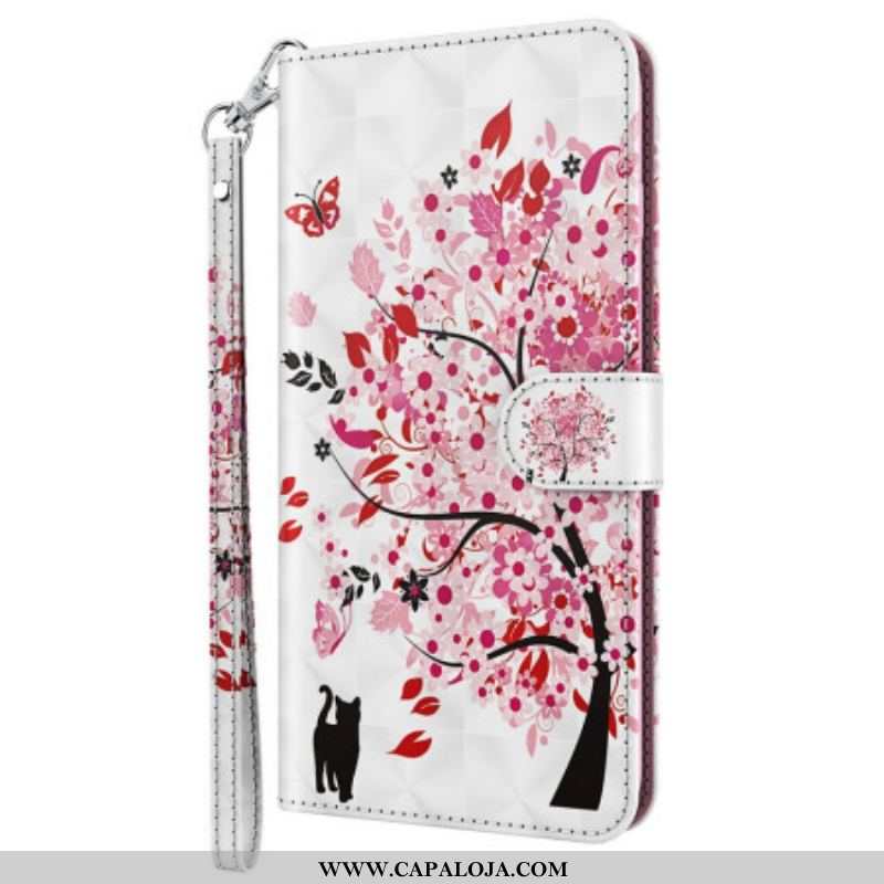 Capa Flip Para Oppo A94 5G Roseira Com Cordão