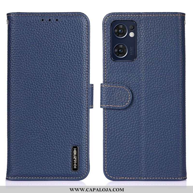 Capa Flip Para Oppo Find X5 Lite Couro Genuíno Khazneh Litchi