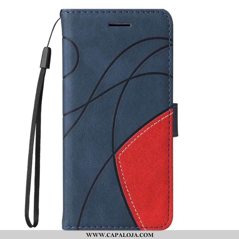 Capa Flip Para Oppo Find X5 Lite De Cordão Correia De Dois Tons