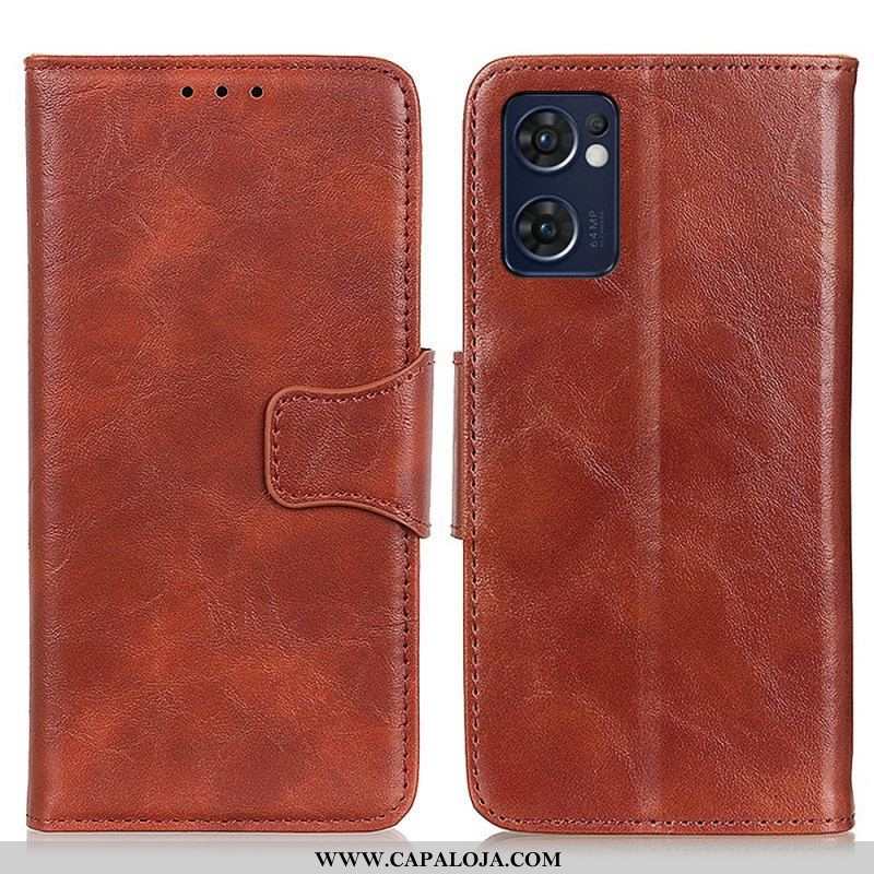 Capa Flip Para Oppo Find X5 Lite De Couro Aba Magnética De Textura