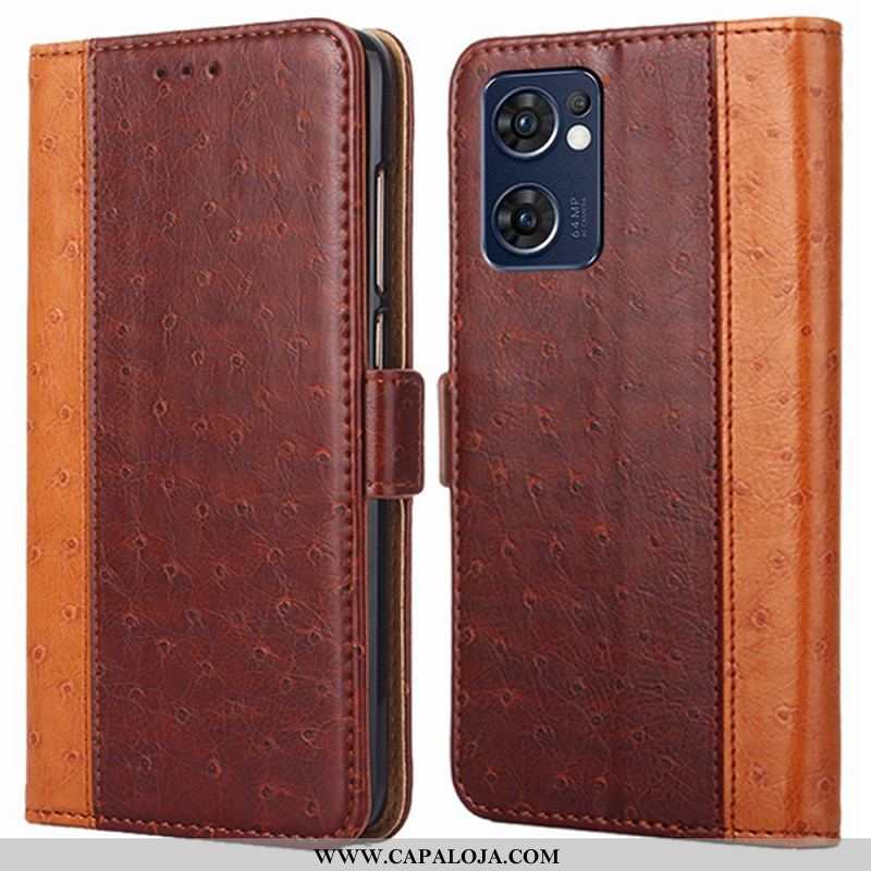 Capa Flip Para Oppo Find X5 Lite Textura De Pele De Avestruz