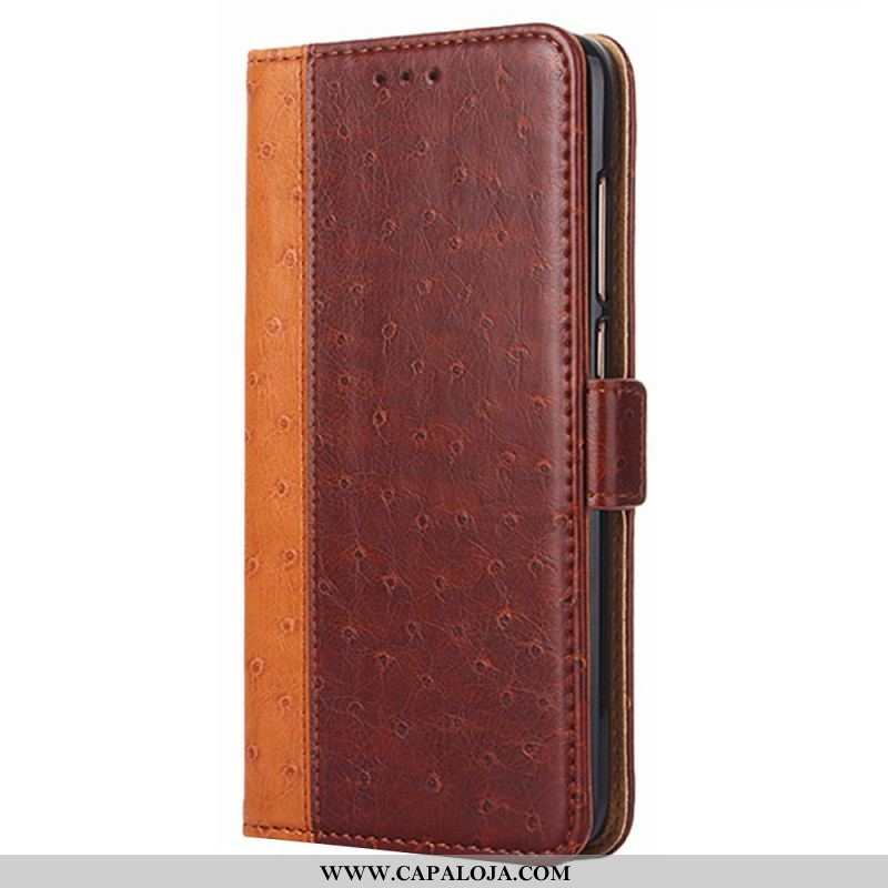 Capa Flip Para Oppo Find X5 Pro Textura De Pele De Avestruz Bicolor