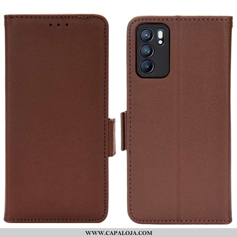 Capa Flip Para Oppo Reno 6 5G De Couro Aba Dupla Novas Cores