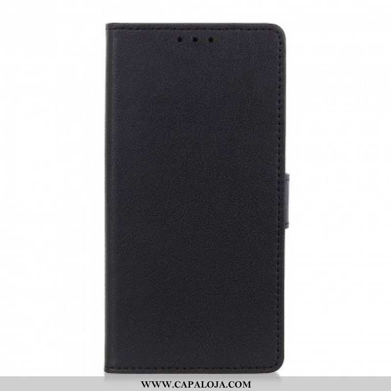 Capa Flip Para Oppo Reno 6 5G Efeito Couro Clássico Simples