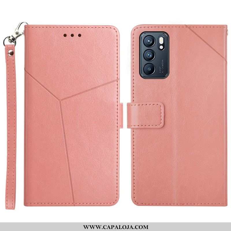 Capa Flip Para Oppo Reno 6 5G Estilo Couro Geo Y Design