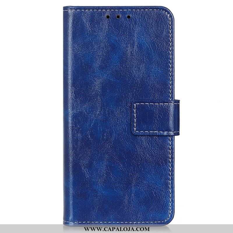 Capa Flip Para Oppo Reno 7 Couro Envernizado Sintético E Costura